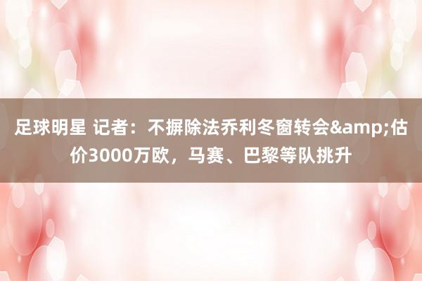 足球明星 记者：不摒除法乔利冬窗转会&估价3000万欧，马赛、巴黎等队挑升