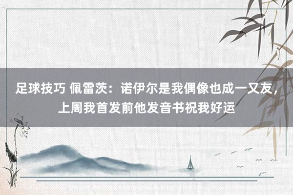 足球技巧 佩雷茨：诺伊尔是我偶像也成一又友，上周我首发前他发音书祝我好运